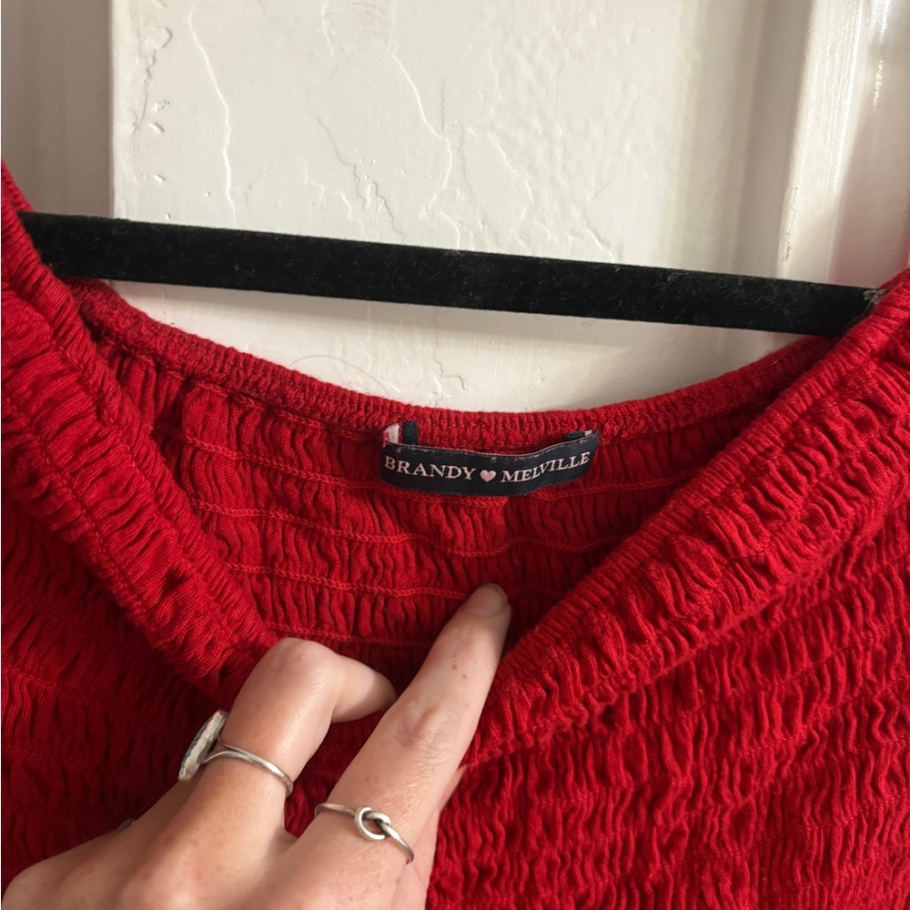 Brandy Melville Red Smocked Women's Top - Picture 2 of 4